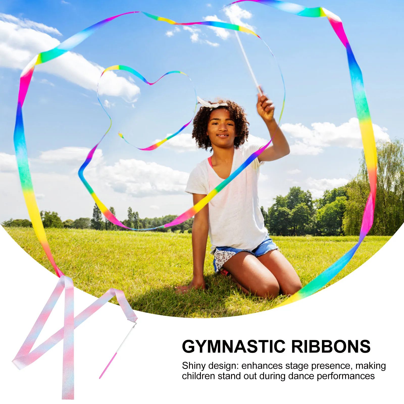 

4pcs Shiny Artistic Gymnastics Ribbons 2 Meter Streamers For s Ballet Performances Lightweight Durable