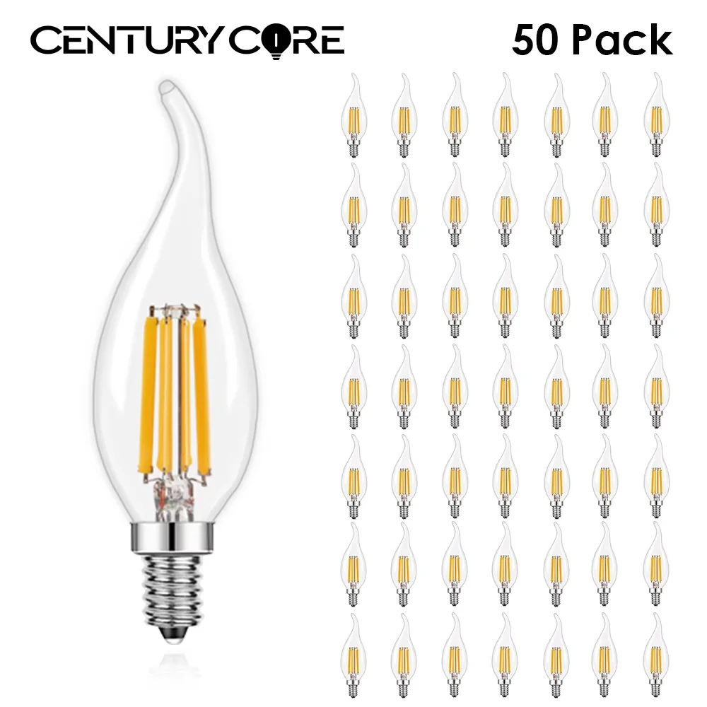 

C35 Led Bulb 220V 110V E14 E12 Dimmable Clear Glass 4W 6W Vintage Pendant Crystal lamps Warm White Filament Lamp Decoration Home