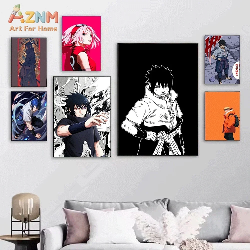 Young Uchiha Sasuke Classic Anime Canvas Wall Art Print Poster Unframed Canvas Painting Home Bedroom Living Room Wall Decor Gi
