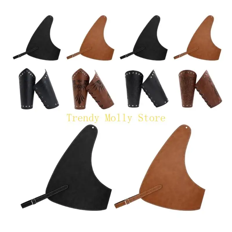 N5KB-armadura pecho Steampunk para Halloween, conjunto muñequeras para actuaciones teatro, accesorios ligeros cuero