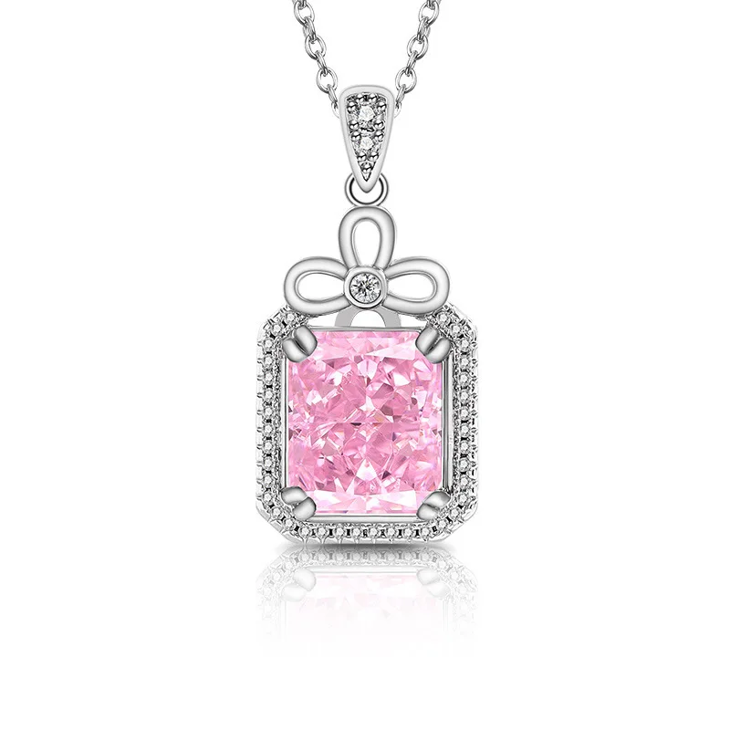 

Стерлингового Серебра 925, ледяной цветок, огранка, квадратный кристалл, циркон, цветок, ожерелье, кулон, подарок на день рождения, годовщину, свадьбу