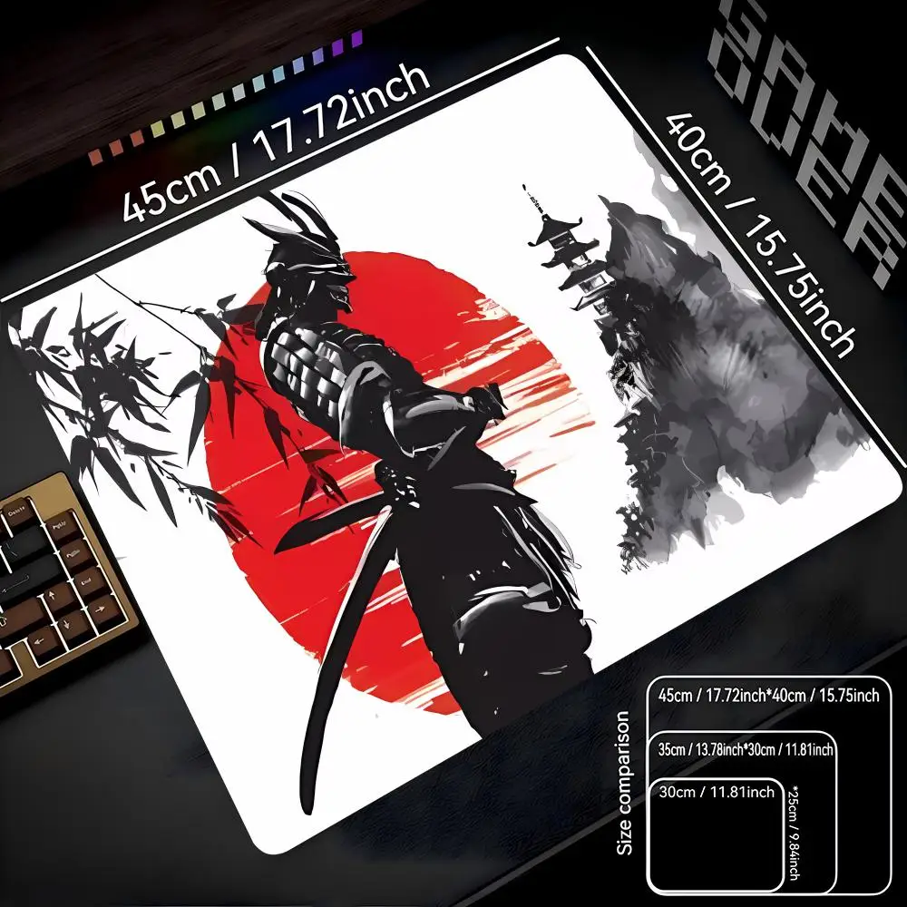 Japan samurai Mouse Pad Square Computer Office Game Table Mats Small Rubber Anti-slip Gaming Keyboard Mousepads Desktop Desk Mat