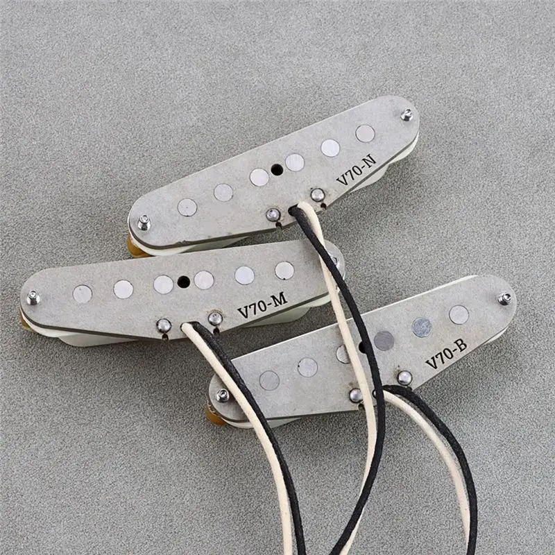 

Гитарные звукосниматели TUREBG Vintage V70 SSS Alnico 5 для гитар в стиле Strat (нек, миди, бридж), белые