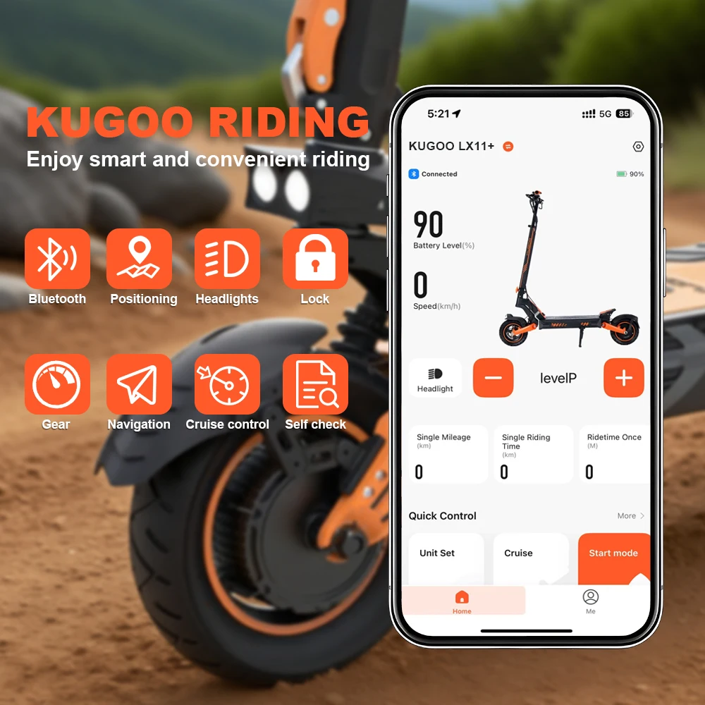 KUGOO LX11 + 160KM Scooter portátil de largo alcance 1500W potente Motor 85 km/h 60V 31Ah Scooter Eléctrico para adultos