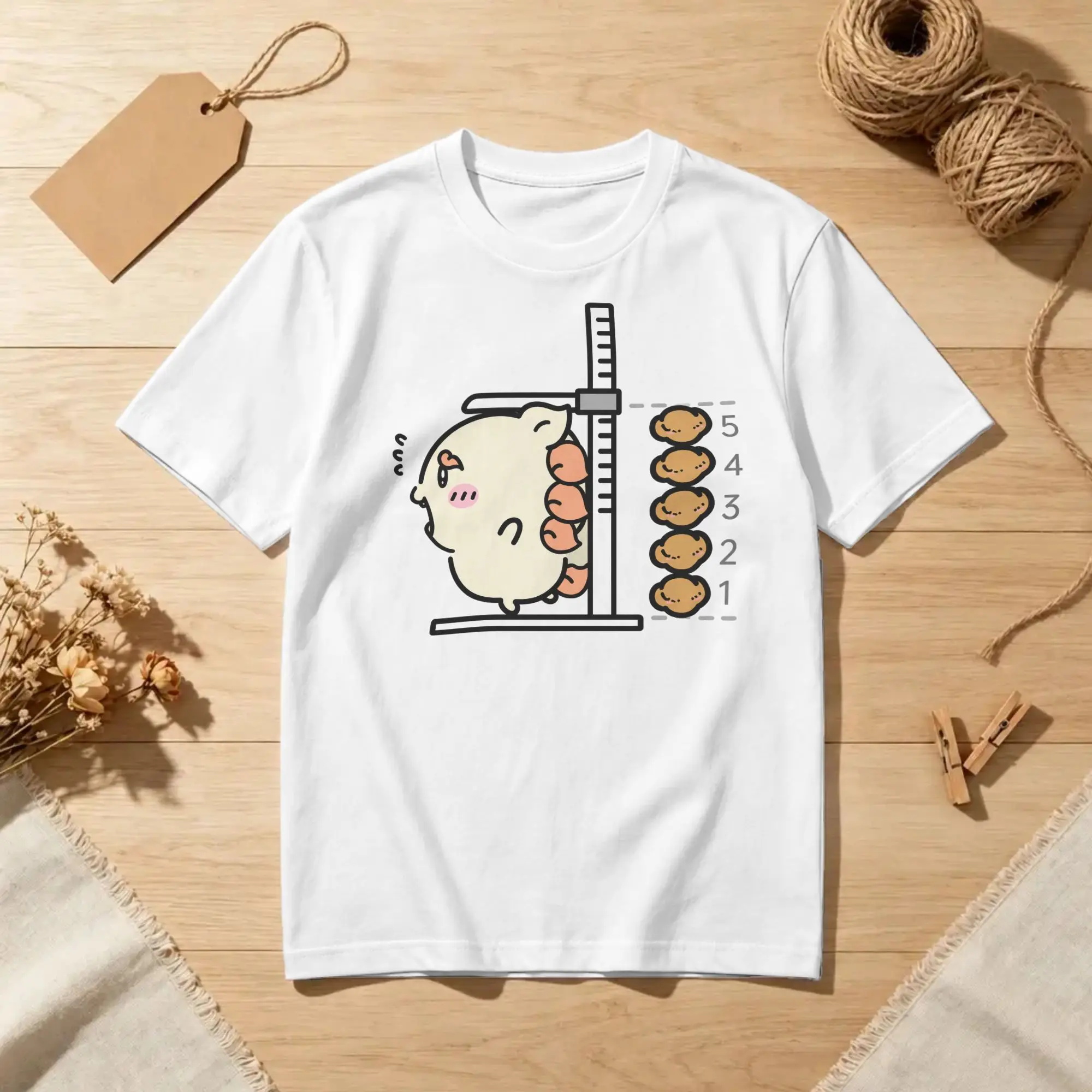 Kawaii Chiikawaii Kurimanju Height Chart Cartoon T-Shirts Men Women  Fun Cotton Tee Shirt Crew Neck T Shirt Gift Idea Clothing
