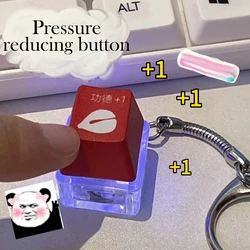 Keychain Mechanical Keyboard Keychain Switches Tester Led Light Red Keycap Stress Relief Pendant Wooden Fish Button Cap Colorful