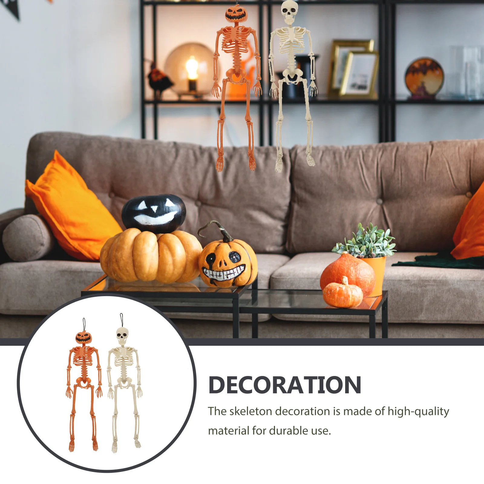 

2Pcs Skull Decoration Scary Props Halloween Party Horror Decor Creepy Craft Reusable Supplies