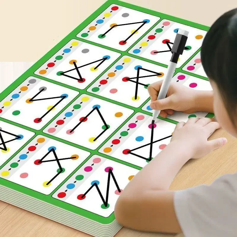 Training Connection Card Visual Tracking Pen Control Training Early Childhood Color and Number Recognition Exercise Book