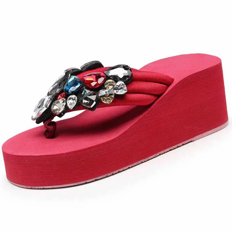 2021 Women\'s Slippers Summer Beach Casual Shoes Girls Crystal Wedges Slipper Fashion slides women\'s