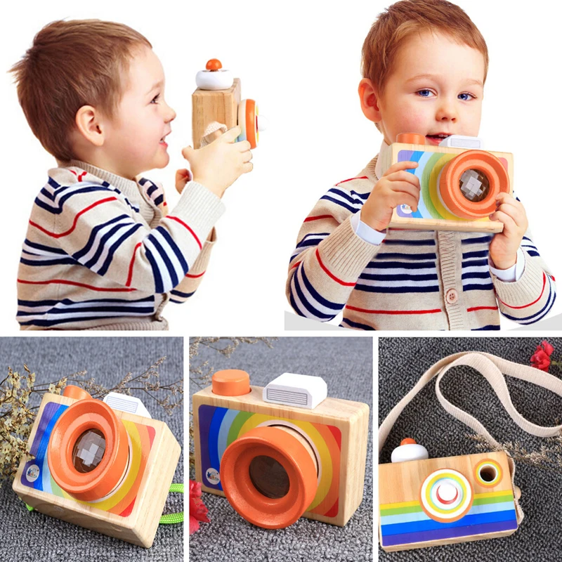 Mini simpatici regali di compleanno giocattoli fotocamere giocattoli per fotocamere in legno giocattolo sicuro per bambini giocattoli accessori per abbigliamento moda per bambini 2023