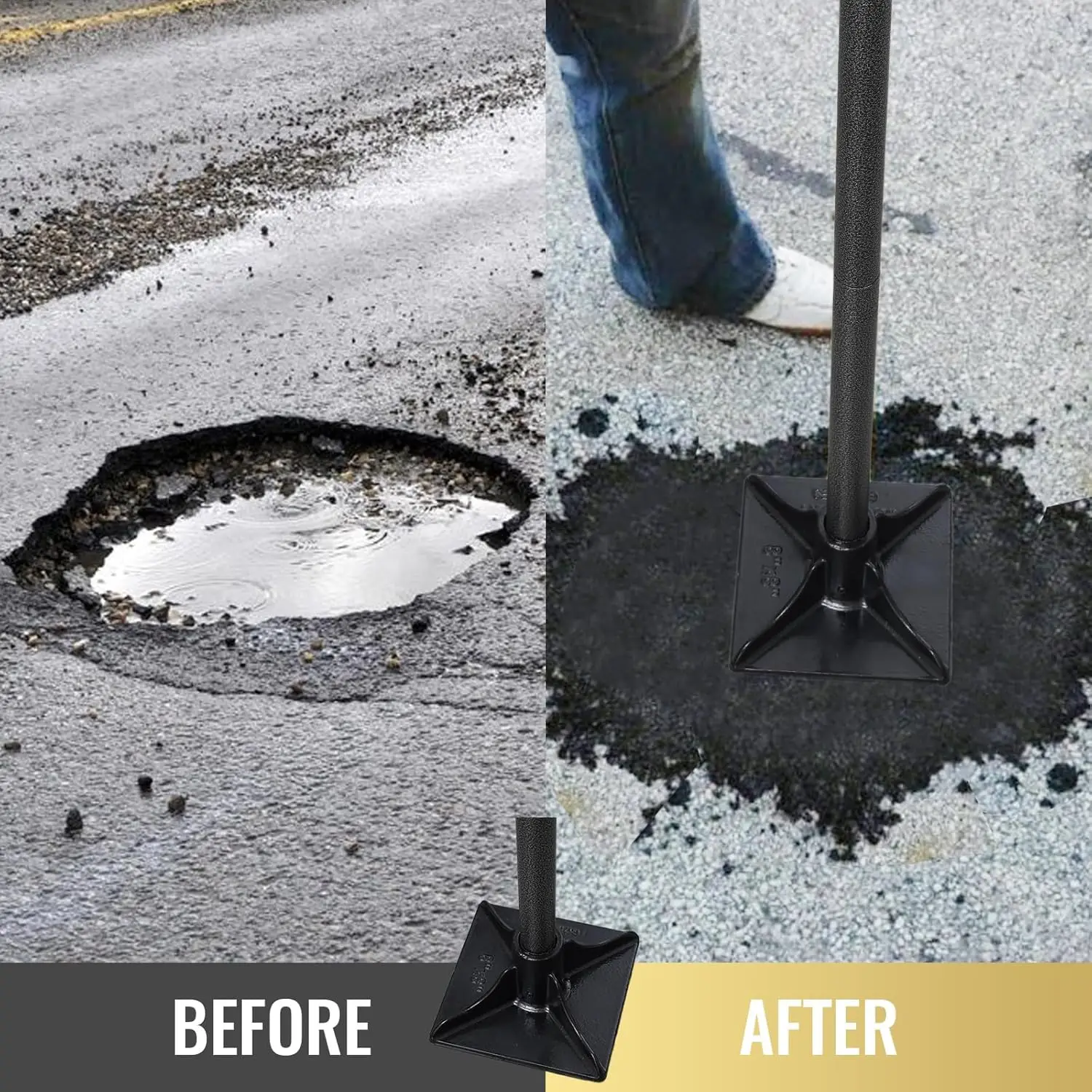 Heavy Duty Steel Tamper Tool with 62 Inch Adjustable Handle Hand Tamper for Efficient Soil Compaction Tamping Asphalt Gravel·New