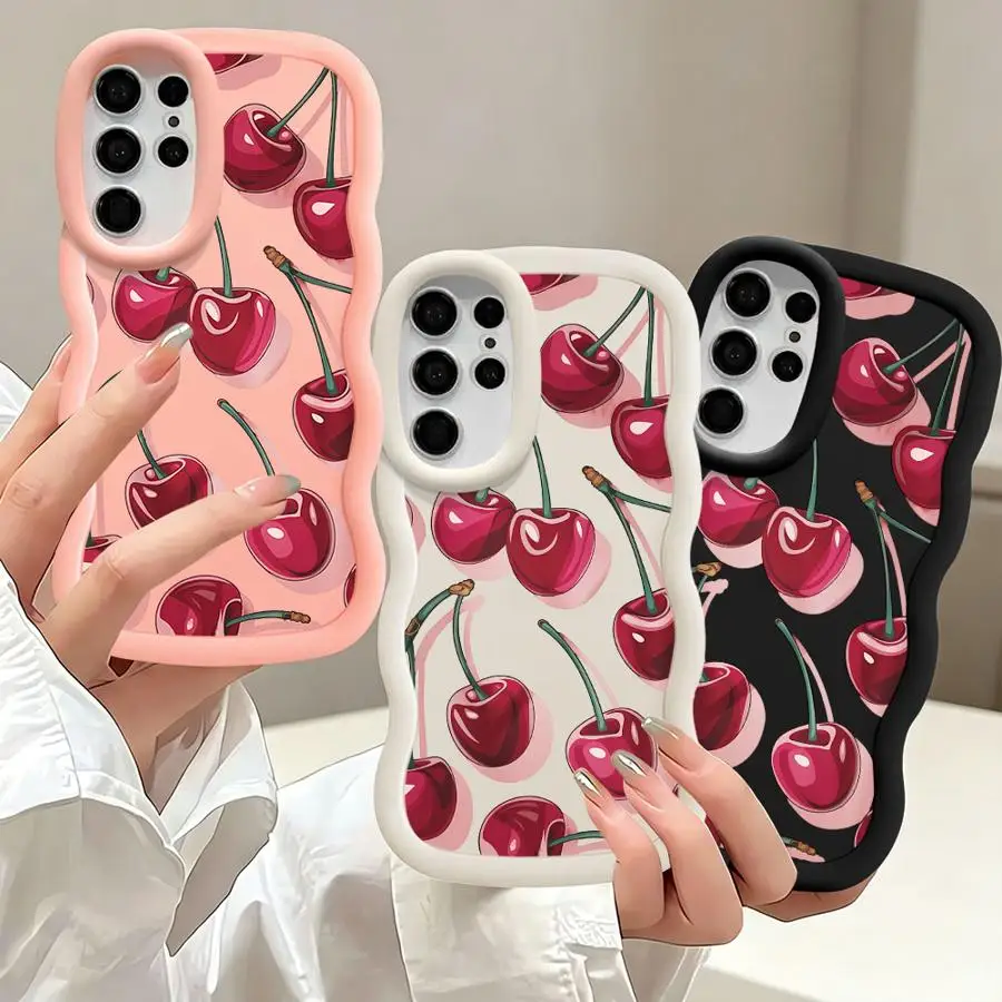 Soft Phone Cover Case for Samsung Galaxy S26 S25+ S23 Plus S25 S22 Ultra S24+ S24 S21 S20 FE Shaded Cherry Cartoon