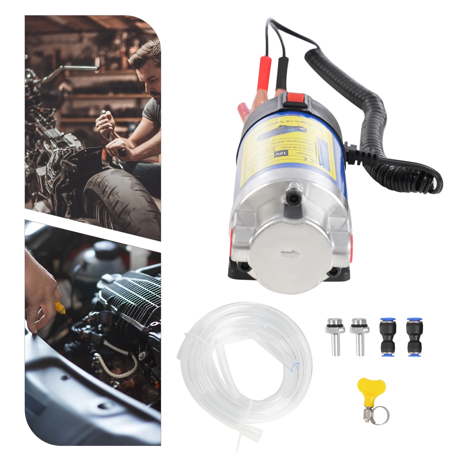 12V DC Motoröl-Transferpumpe, 100W Ölabsaugpumpe, Gusseisen-Ölwechselpumpe Motorradwerkzeug, 1-4 L/0,22-0,88 Gal/min – Detail 8
