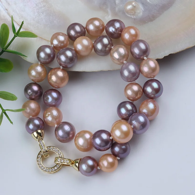 

10-13mm Natural Freshwater edison pink purple mixed color pearl necklace bracelet jewelry set for women