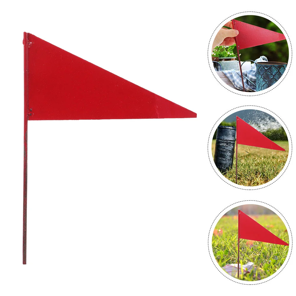 4 Pcs Triangular Iron Garden Flags for Marking Lawn Sprinkler Systems Colors Easy Install Yard Marker Utility Small Flag