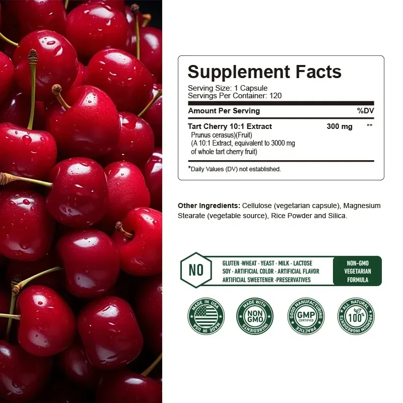 Tart Cherry - Muscle Recovery, Antioxidants, Advanced Uric Acid Cleaning, Balance Uric Acid Levels, Promotes Joint Health