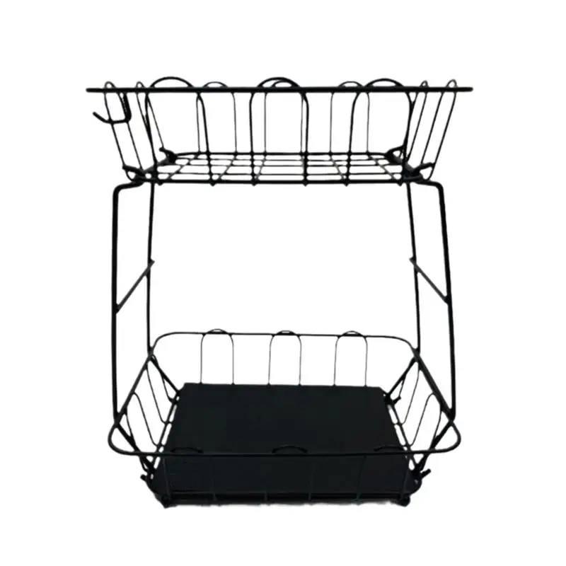 

E8BD Rusts Proof Metal 2 Layer Organizers Basket For Countertop Featuring Ventilated Structure And Convenient Size Storage