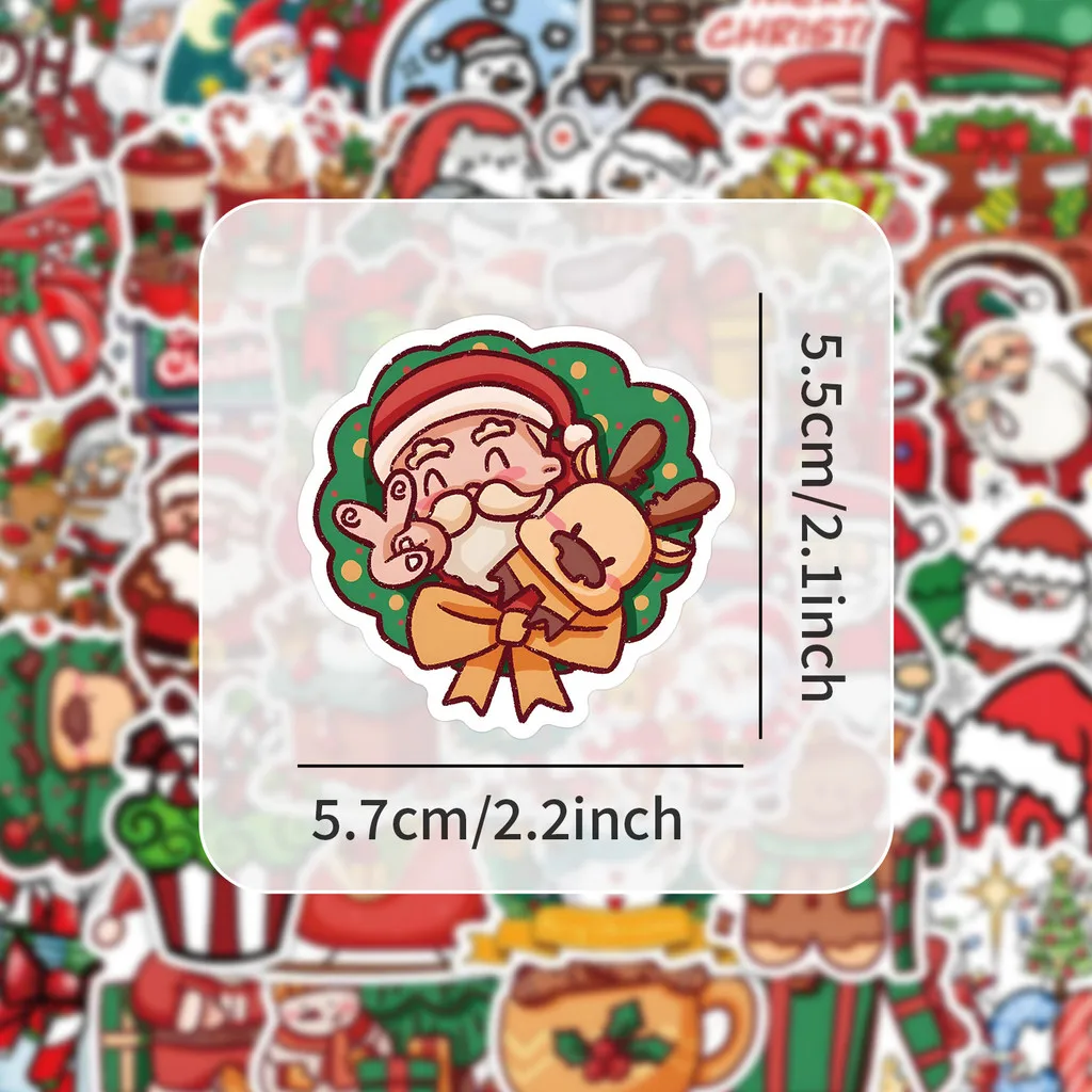 50개 귀여운 크리스마스 산타클로스 장식 그래피티 스티커 핸드 어카운트 필통 데칼 블링블링스티커스 스토어