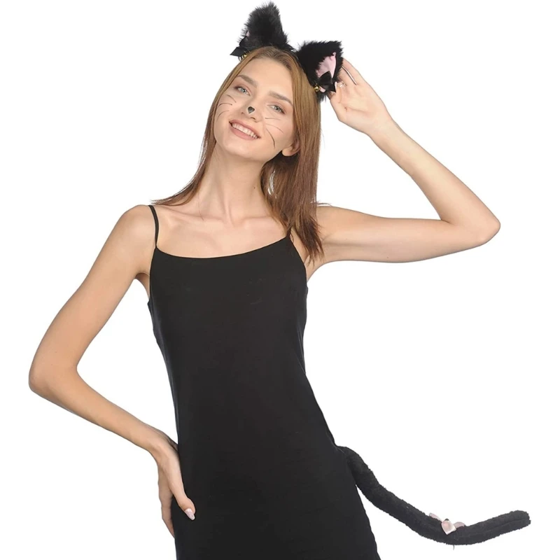 652f Maid Cats Costume Set Cats Oreilles Tail Lace Choker Animal Fancy Costume Accessoires Adults Kids Halloween Cosplay