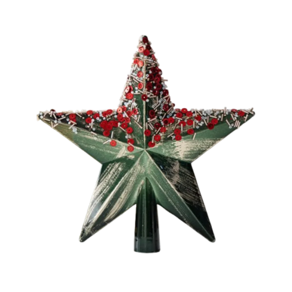 

Retro Christmas Tree Topper Star Plastic Reusable Xmas Top Pentagram Ornament Glitter Christmas Tree Ornament Hotel Mall