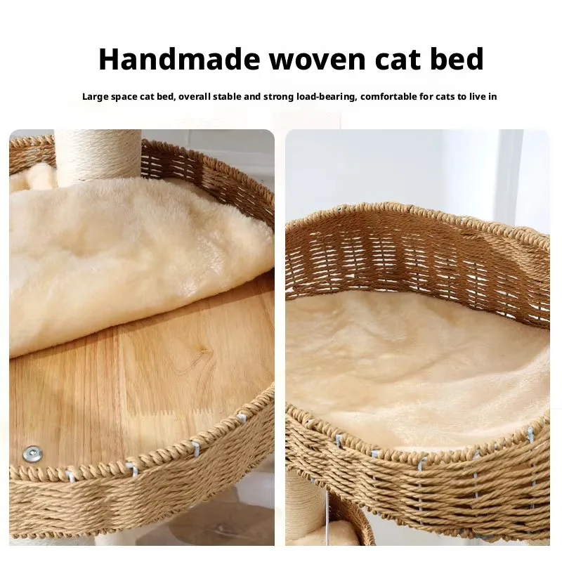 Solid Wood Climbing Frame Cat Nest Tree Integrated Large Cat Rack Eco-Friendly Carton