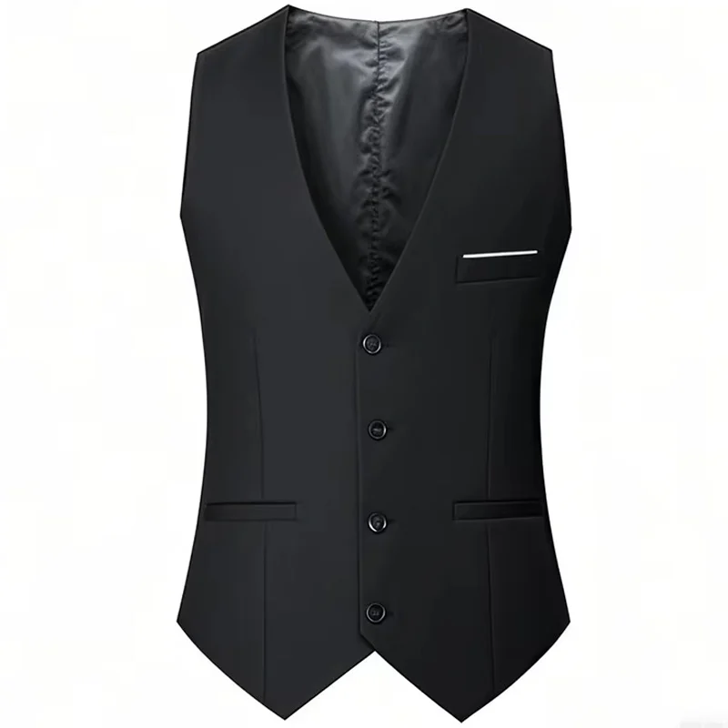 M-7XL Herren Anzugweste Lässige Ärmellose Formelle Business-Jacke Bräutigam-Weste – Detail 3