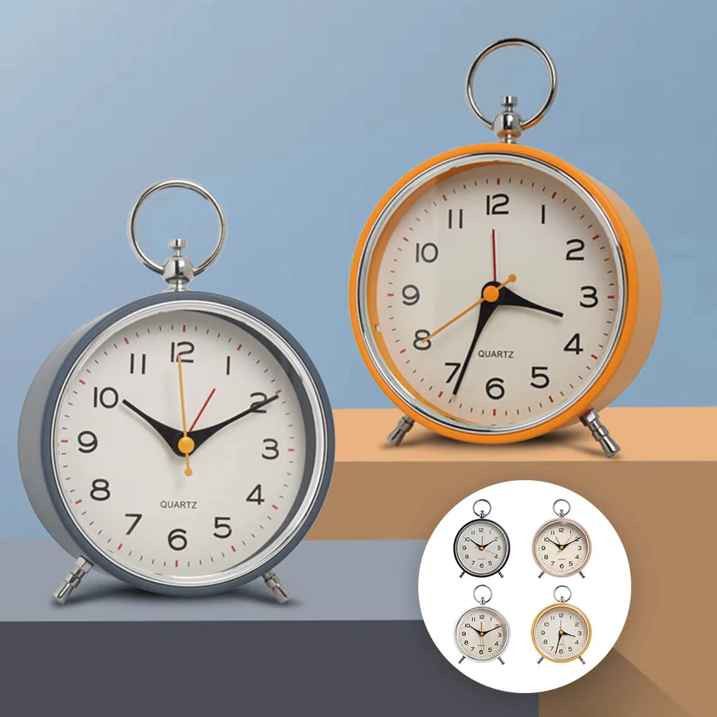 ساعة كلاسيكية منبه للطاولة على الطراز الأوروبي ساعة مكتب صامتة عتيقة غير موقوتة محمولة معلقة باللون الوردي