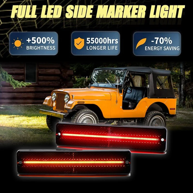 Marker przedni/tylna boczna iJDM oświetlenie do jeepa Grand Wagoneer Scrambler do jeepa CJ5/CJ6/CJ7/J10/J20, zastąpić OEM Sidemarker