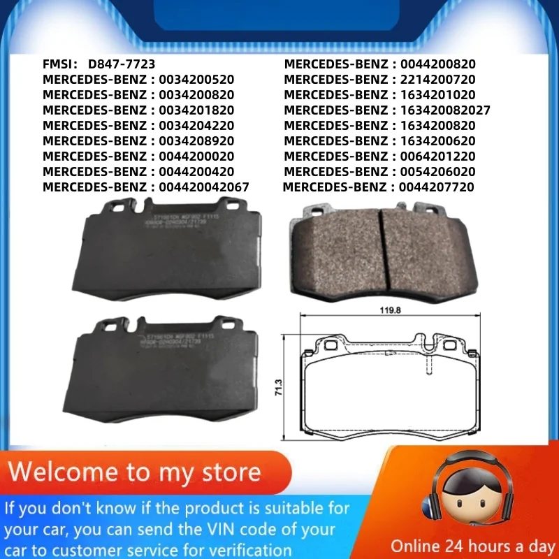For Mercedes-Benz S280 S320 S350 S430 S500 S600(W220) SL300 SL350 SL500(R230) SLK350(R171) Front Brake Pads/Auto Parts -59005