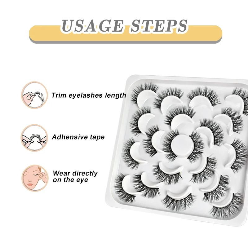 DEVOSERVICE 3D Mink Lashes 10 Pairs Natural Handmade False Eyelashes Thick Simulation Eyelash Extension Makeup Faux Cils Makeup