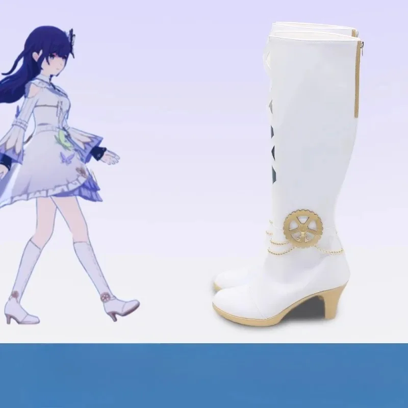 여성 코스프레 신발 Kpop Demon Hunters 미라 화이트 DJ 파티 부츠 gh;0