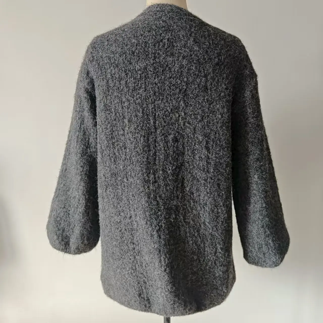 여성용 가을 겨울 랜턴 스타일 니트 중간 길이 자켓 루즈핏 레이지 슬레 스웨터 가디건 브이넥 롱 슬리브...