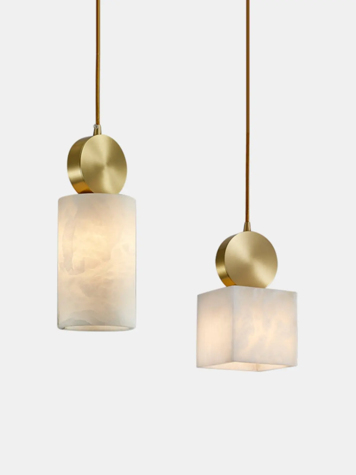Minimalist Single Head Brass Marble Pendant Light Modern Chinese Style Bedside Lamp for Dining Room Bar