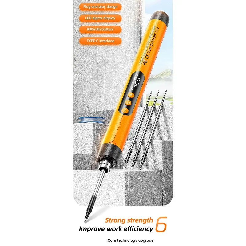 

Customizable Digital Display USB Rechargeable Soldering Iron Portable Wireless DIY Tool Kit For Home Appliance Repair