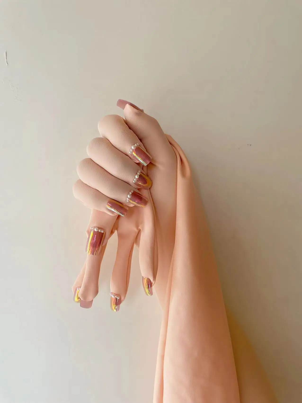 Gants à ongles Zentai en spandex couleur chair rose de luxe pour hommes, jeu de rôle Kigurumi, gants longs à haute élasticité avec costume d'ongles