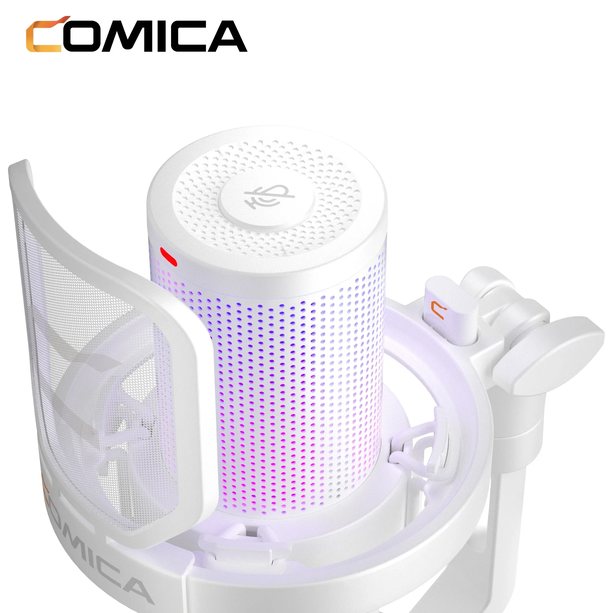 COMICA UNI PRO Wireless USB Gaming Microphone Noise Cancellation Condenser Mic with RGB Lights for PC Laptop Smartphone