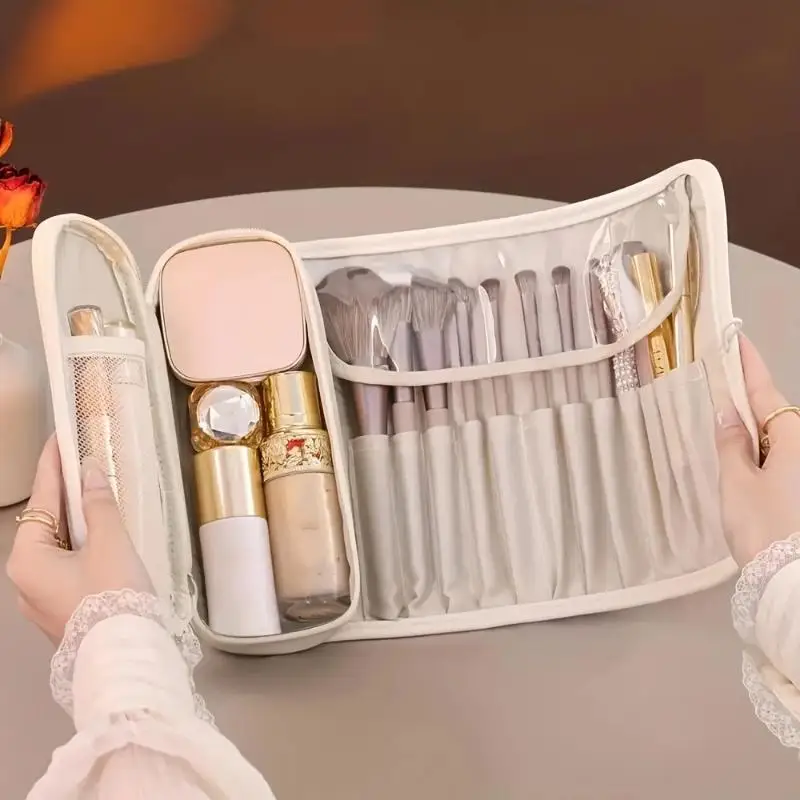 Große Multifunktionale Kosmetiktasche, Reise-Make-up-Pinsel-Tasche für Damen, Modische Tragbare Faltbare Beauty-Aufbewahrungstasche – Detail 9