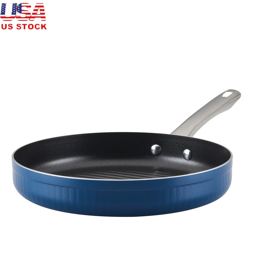 

Nonstick 11.25 Inch Deep Round Grill Pan DiamondMax Easy Release Fast Heating Oven Safe Durable Kitchen Cookware