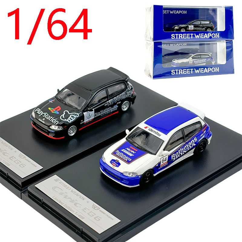 Diecast 1/64 scale Spoon Honda Civic EG6 Racing car model Alloy Honda Civic EG6 Spoon Limited Edition car model decoration