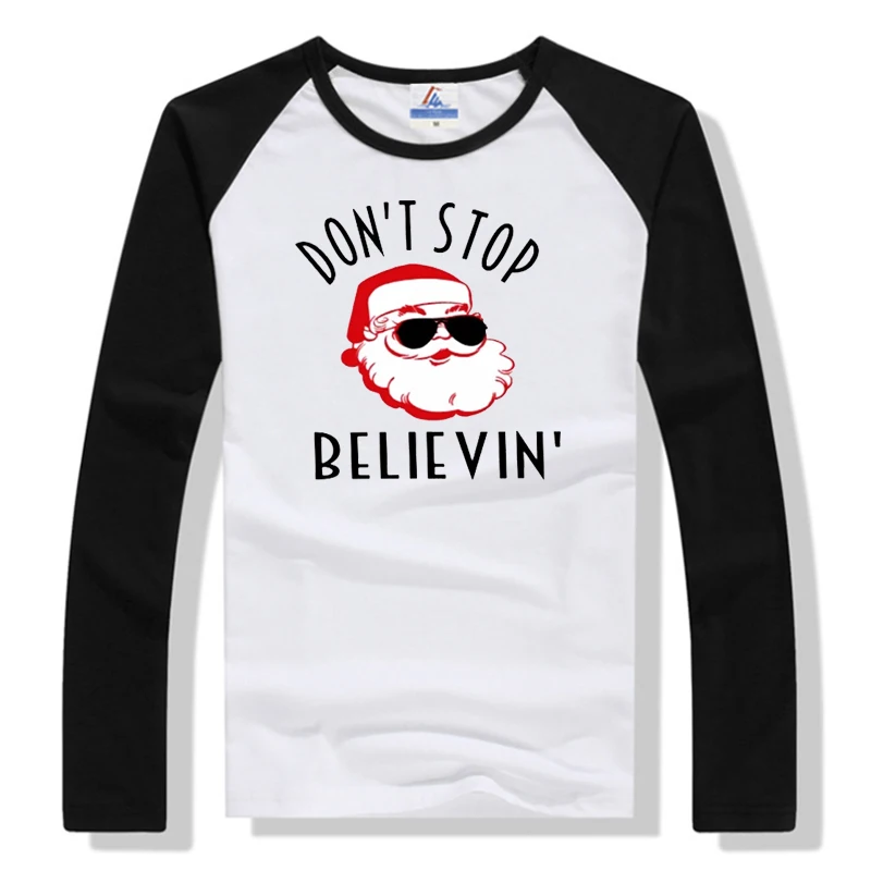 Dont Stop Believing Shirt Christmas Women Clothes Aesthetic Boys Funny Christmas Graphic T Shirts Tees Winter Tops M