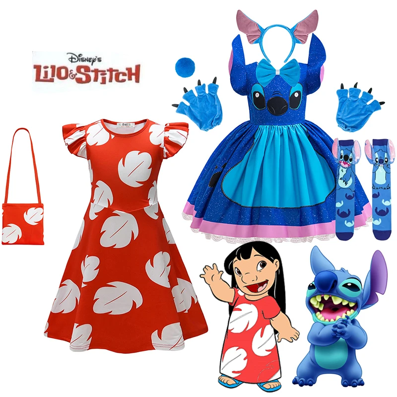 

Платье для ролевых игр Disney Lilo & Stitch для девочек Disneyland Travel Stitch Movie Гавайский костюм Платье на Хэллоуин Lilo Vestidos Frock