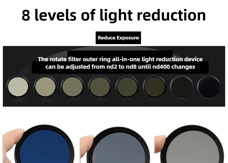 Adjustable ND filter ND2-400 Medium grey mirror 37-82mm  Photography camera filter  Professional For Camera Lens