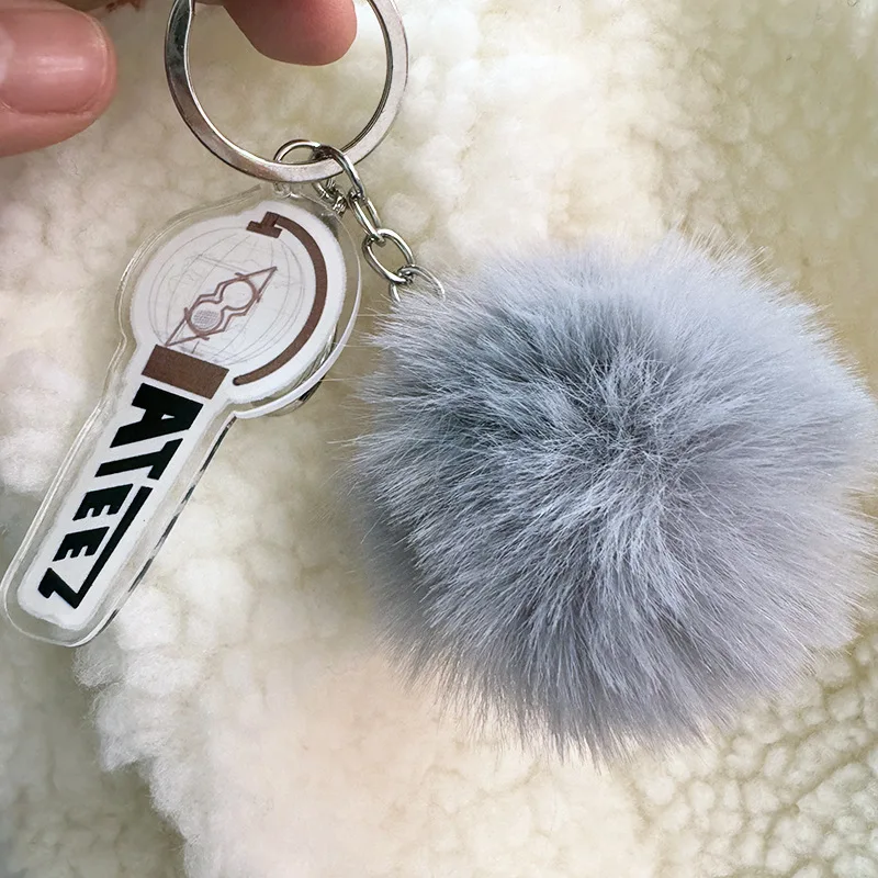 KPOP Groups ATEEZ RIIZE GIDLE Acrylic Plush Keychain Double Sides Printing Backpack Keyring KARINA WONWOO ILLIT IU TWS Fans Gift