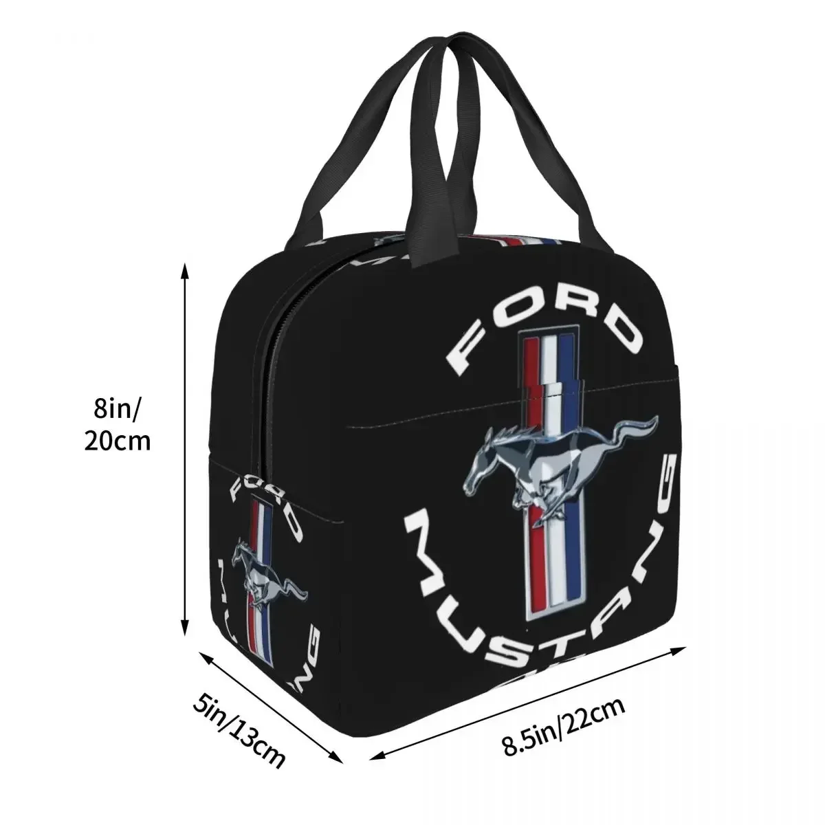 Ford Mustang Insulated Lunch Bags Leakproof Picnic Bags Thermal Cooler Lunch Box Lunch Tote for Woman Work Children School