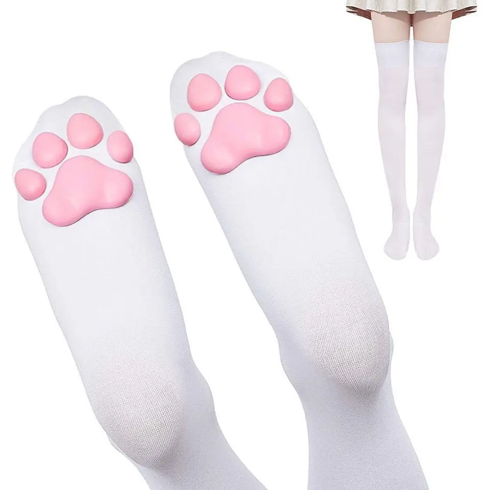 Kawaii Girl Non-slip 3D Cat Paw Toe Socks Cute Cat Over The Knee Socks Ladies Stockings Cosplay Lolita Dress Ladies Gifts Socks