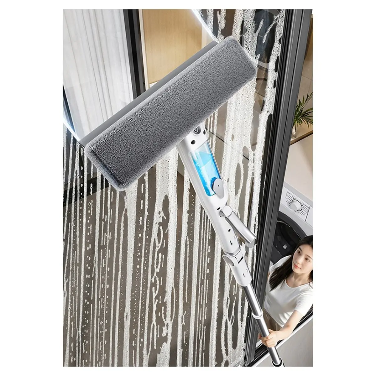 Serpillère à raclette en verre de 1,5 m, multi-usages, pour sols et carrelages, design ergonomique pour le nettoyage domestique