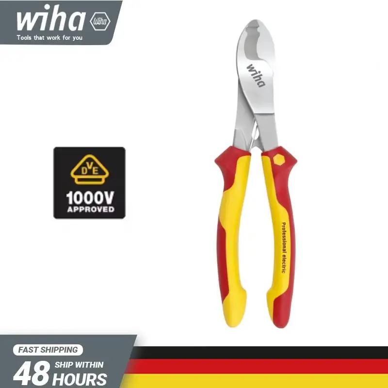 WIHA 43662 Cable cutter 1000V VDE-tested insulated cable wire cutter with switchable opening Spring cleaning cutter 210mm