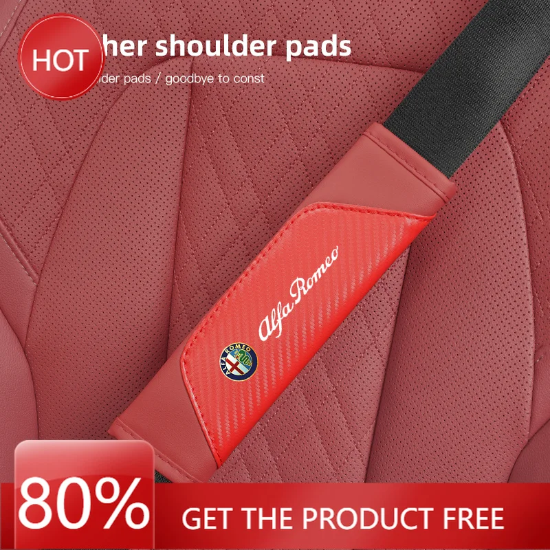 Hub Caps Car Seat Belt Shoulder Cushion Protective Cover For Alfa Romeo 156 159 147 4C 8C 166 Giulia Giulietta Mito Stelvio Spid