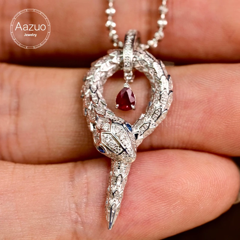 

Aazuo Fine Jewelry 18K Solid White Gold Real Diamond 0.78ct Snake Pendent Necklace Advanced Banquet Gift For Woman Senior Party