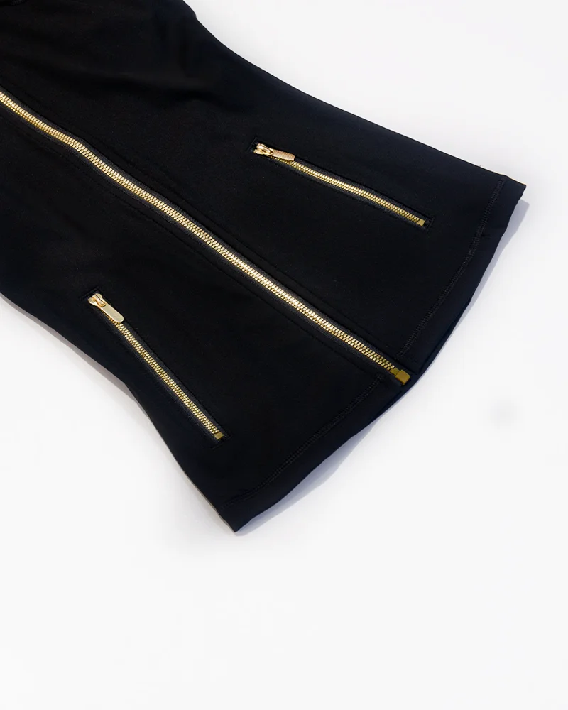 Neue Damen Slim Fit Sportjacke mit Goldreißverschluss, atmungsaktiv, schnelltrocknend, Stehkragen-Stil, Daumenloch-Design, Sportjacke – Detail 23